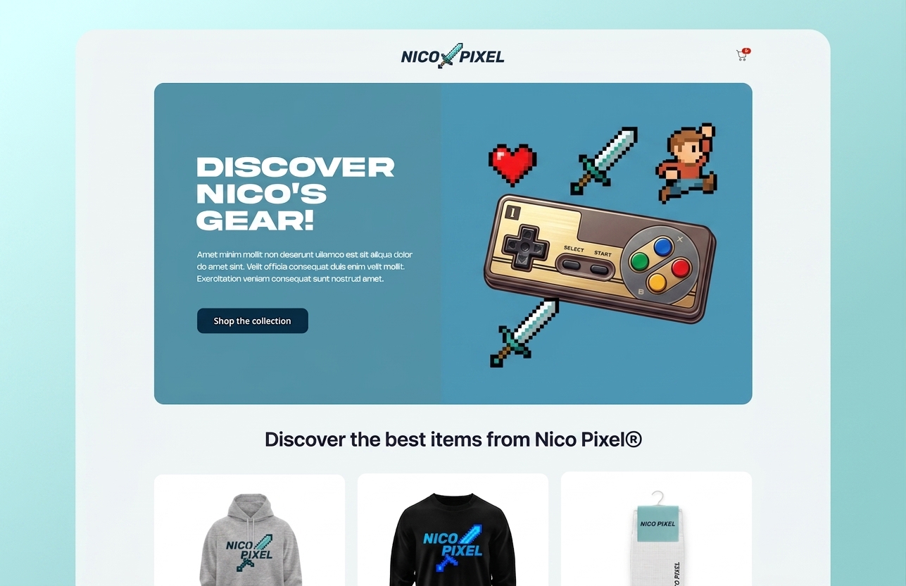 Vitrina de tienda merch y catálogo print on demand