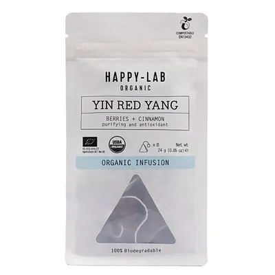 Yin Red Yang Compostable Bag 8 Pyramids