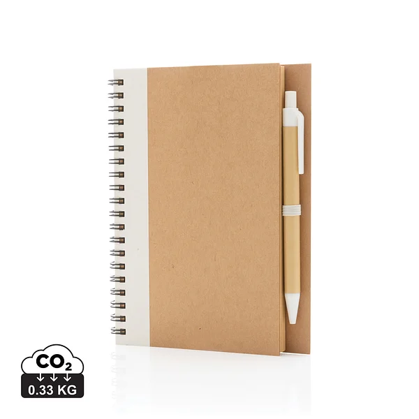 Cuaderno de espiral kraft con bolígrafo