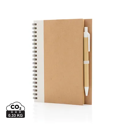 Cuaderno de espiral kraft con bolígrafo